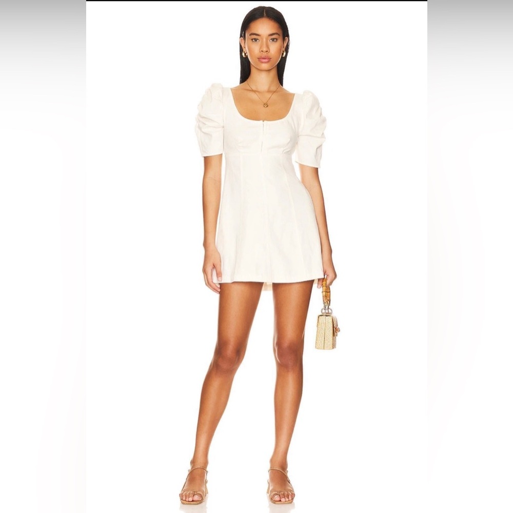 Free People Cheyenne Denim Mini in Ivory size medium